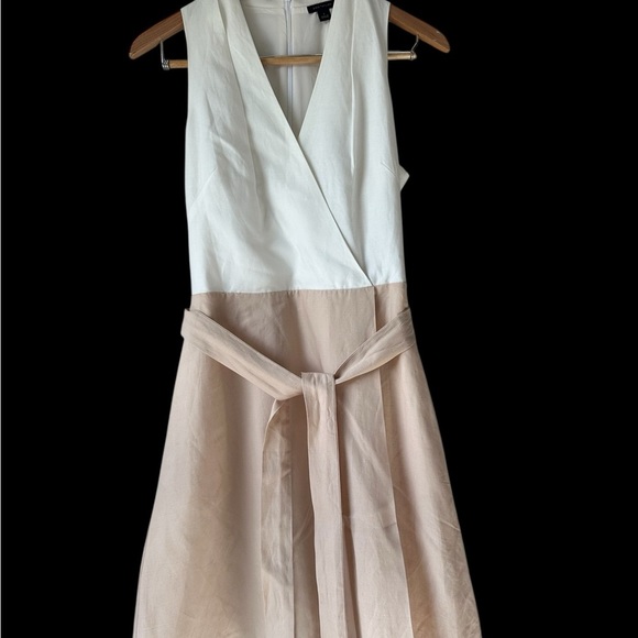Ann Taylor White and Tan Midi Dress - Picture 2 of 4